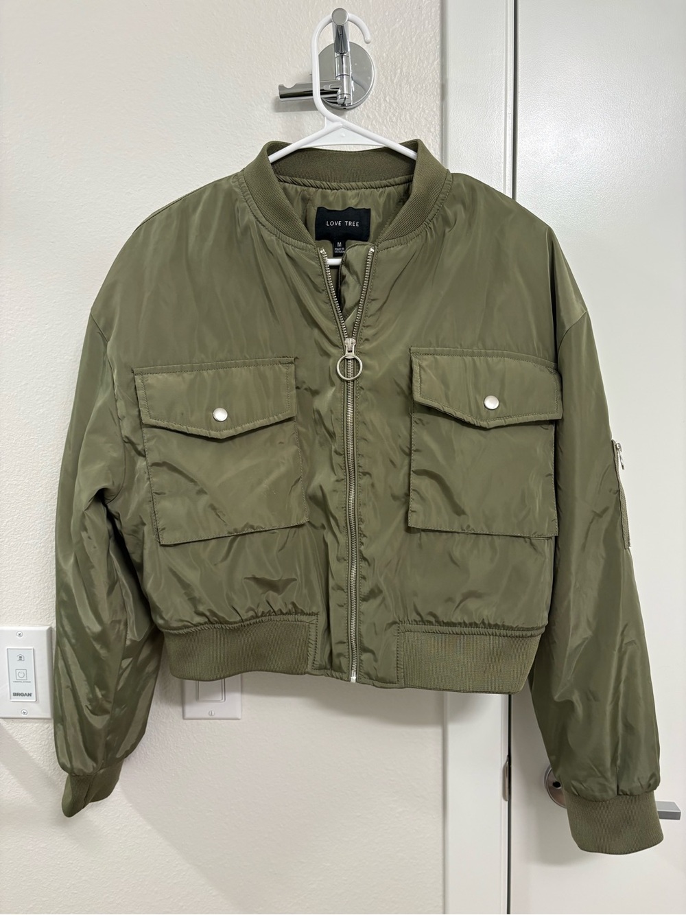 Love Tree Women’s Olive Utility Bomber Jacket - Size Medium